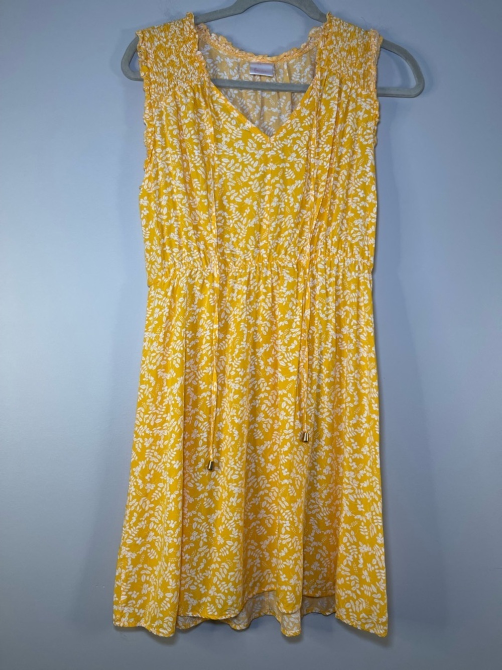 Luna Sunny Yellow Floral Midi Dress with V-Neck